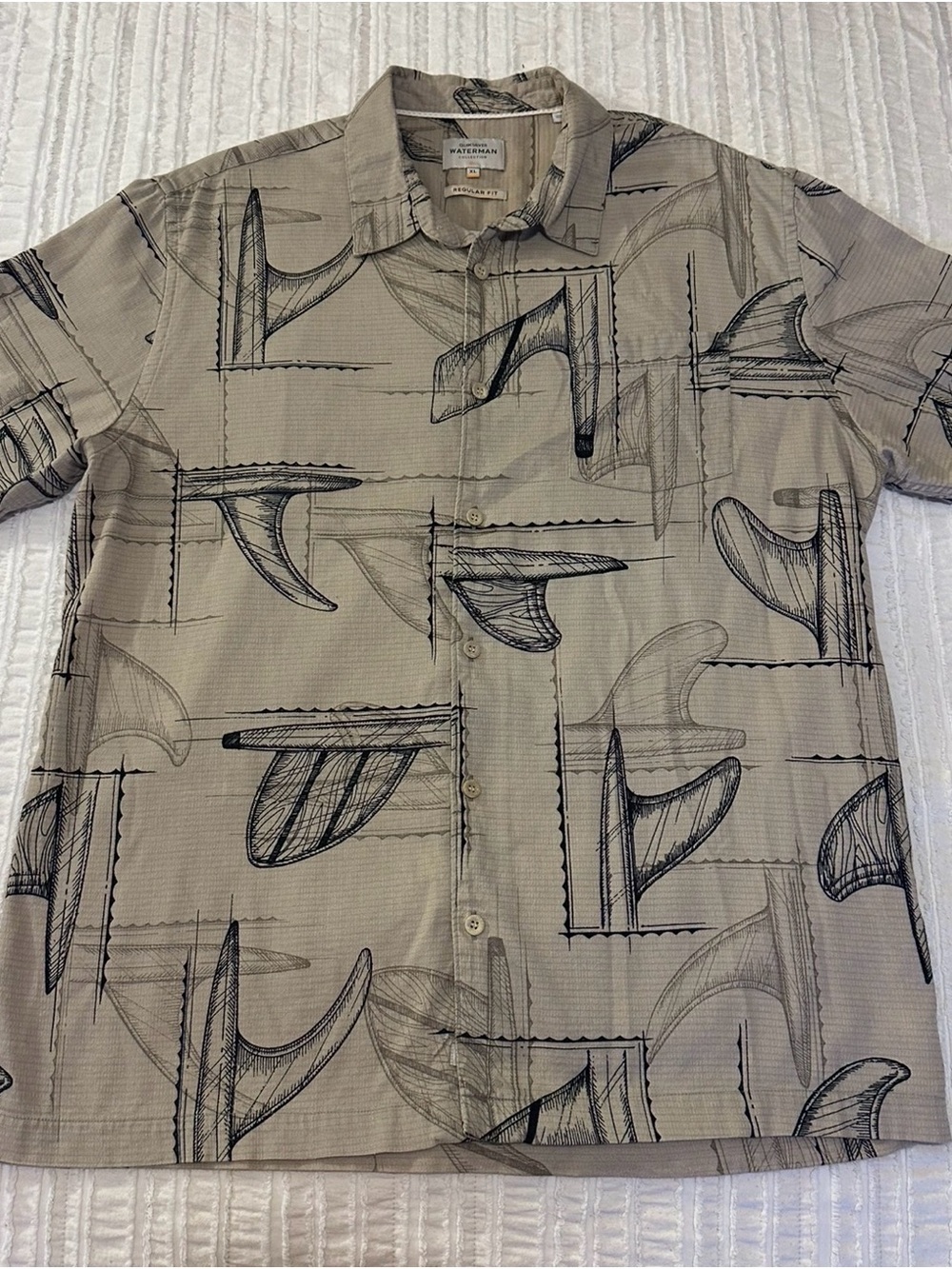 Quiksilver Waterman Collection Men's XL Cotton Graphic Print Shirt #surf#coastal - Picture 2 of 11